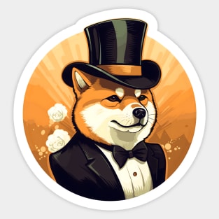 Shiba Inu with Top Hat Sticker